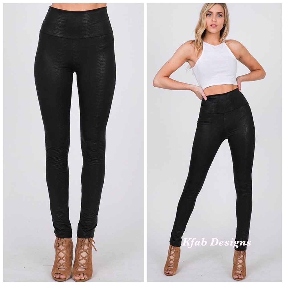 ❤️LAST! Faux Leather Snakeskin High Waist Leggings - Picture 5 of 7